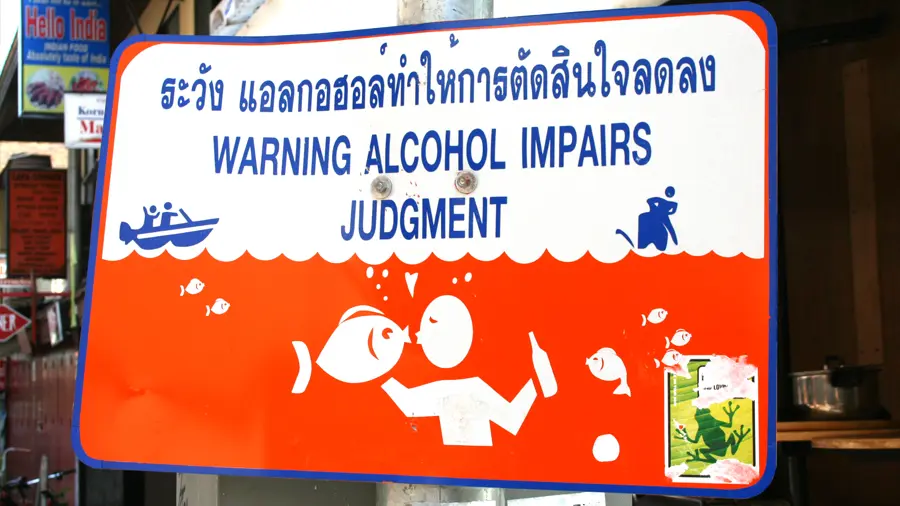 Alcohol warning sign on Phi Phi Island